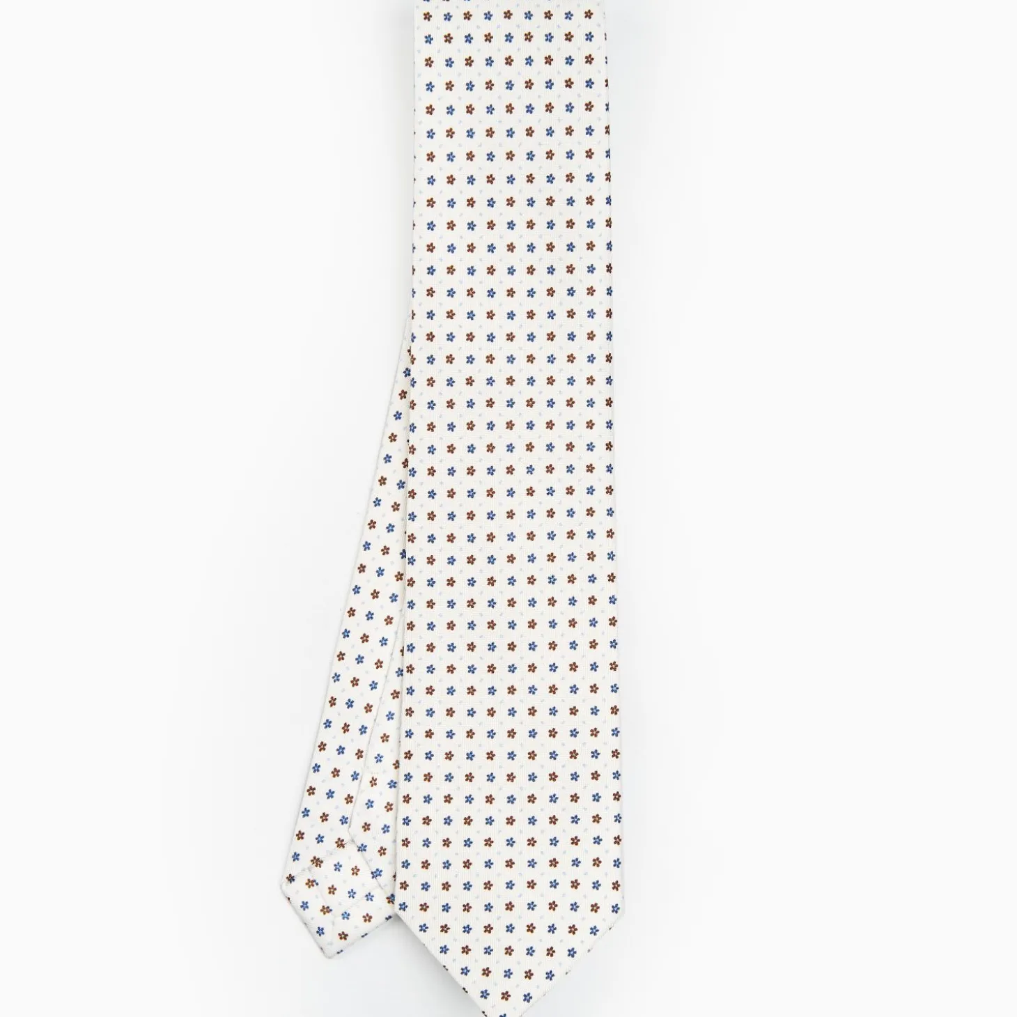 White Sartorial Classic Silk Tie - Small Flower Pattern