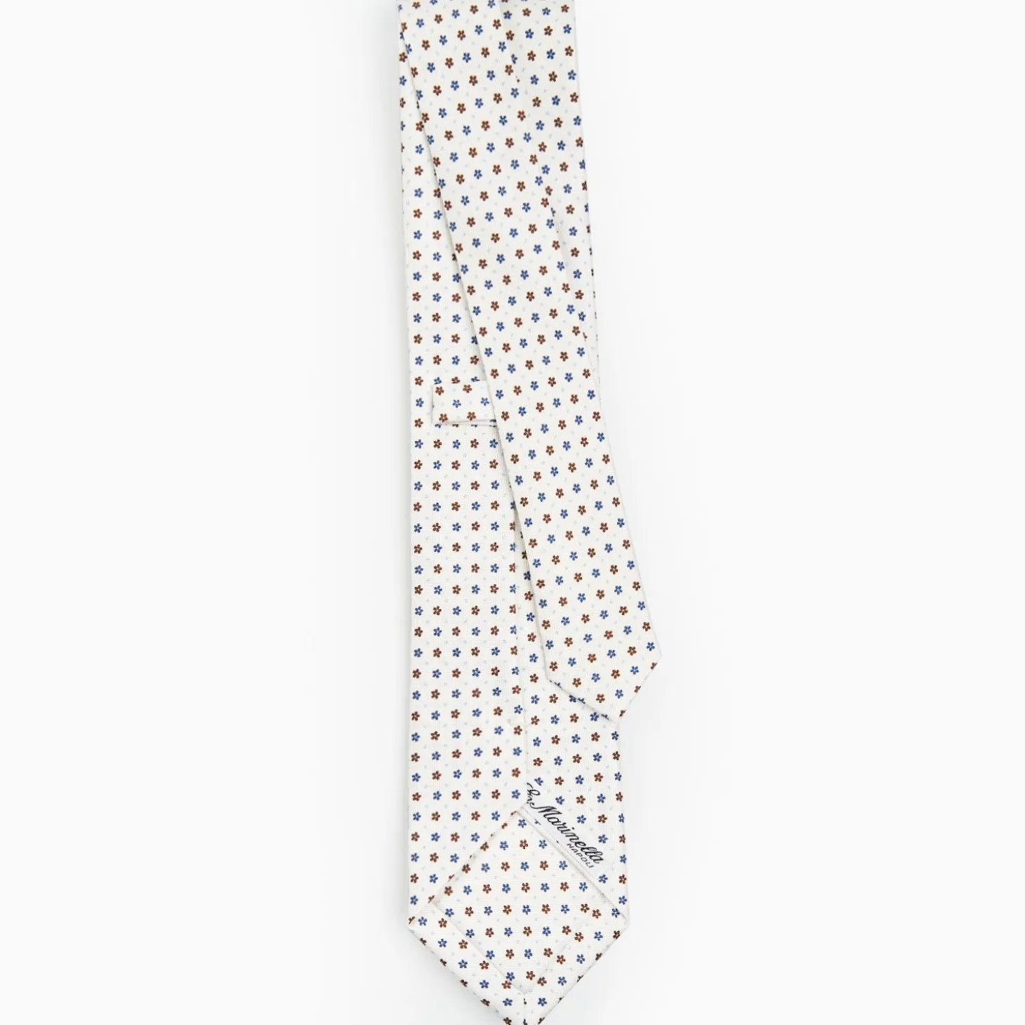 White Sartorial Classic Silk Tie - Small Flower Pattern