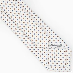 White Sartorial Classic Silk Tie - Small Flower Pattern