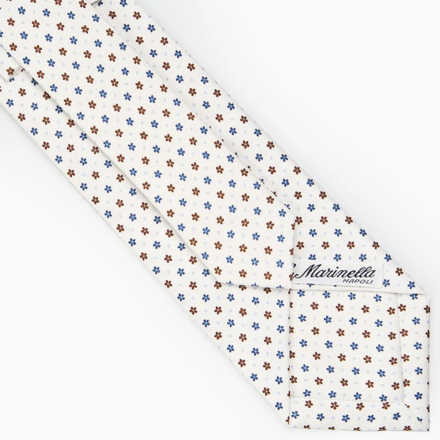 White Sartorial Classic Silk Tie - Small Flower Pattern