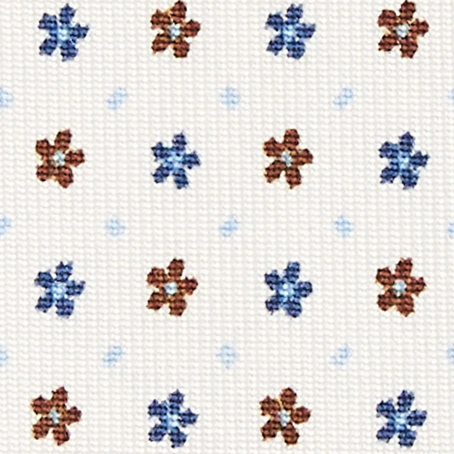 White Sartorial Classic Silk Tie - Small Flower Pattern