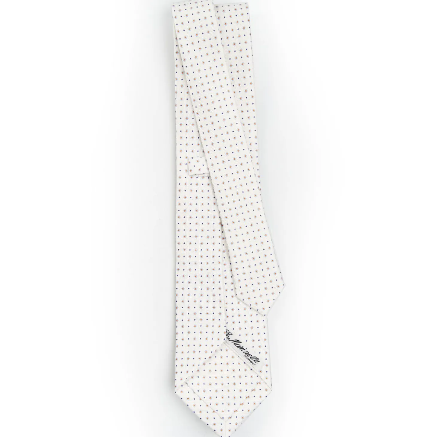 White Sartorial Classic Silk Tie - Small Flower Pattern