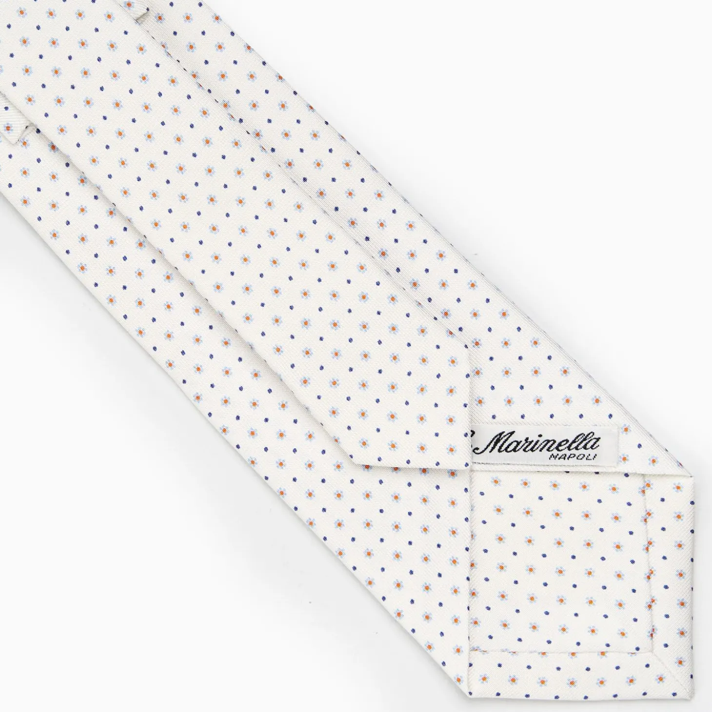 White Sartorial Classic Silk Tie - Small Flower Pattern