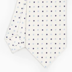 White Sartorial Classic Silk Tie - Small Flower Designs