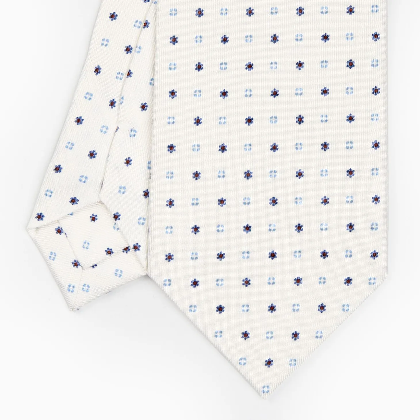 White Sartorial Classic Silk Tie - Small Flower Designs