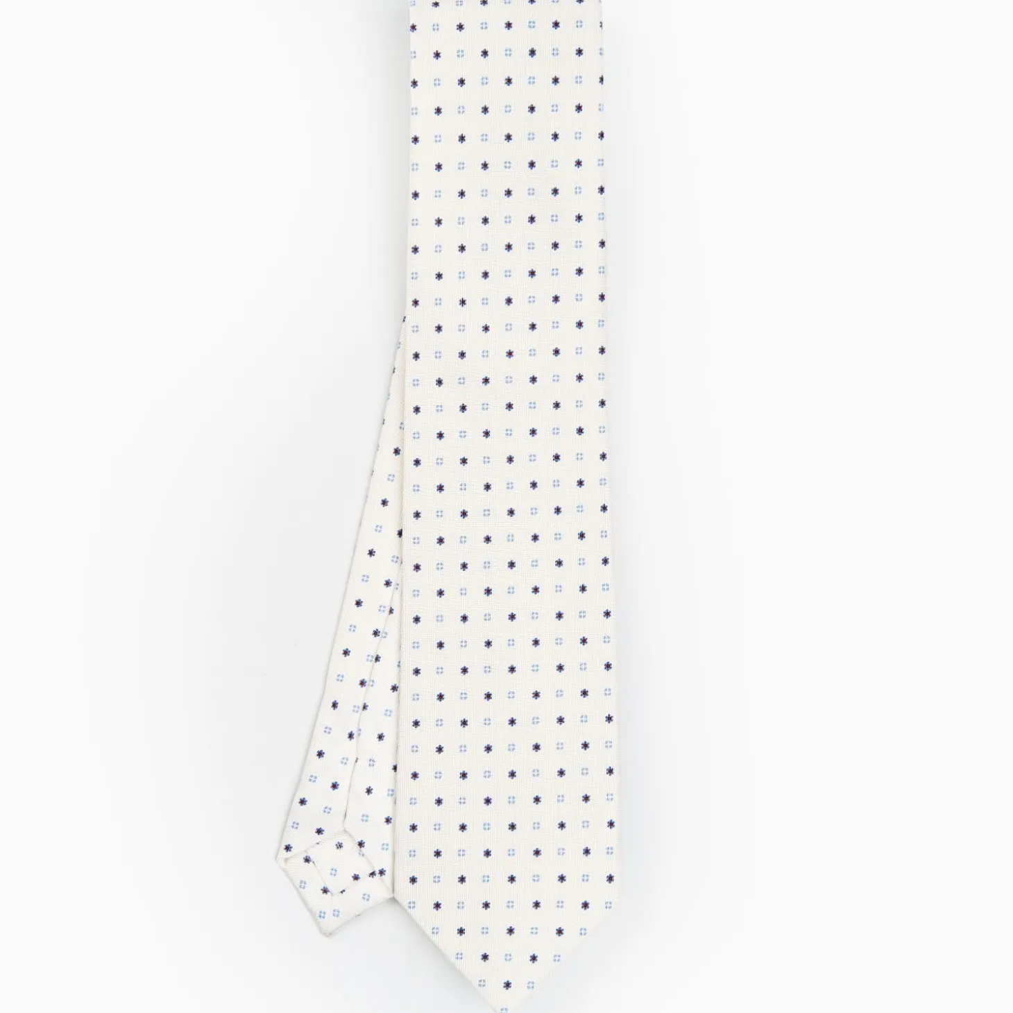 White Sartorial Classic Silk Tie - Small Flower Designs