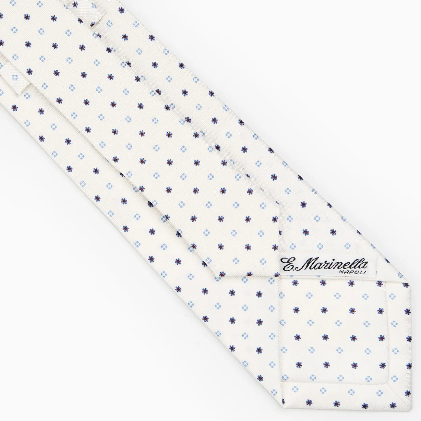 White Sartorial Classic Silk Tie - Small Flower Designs