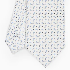 White Sartorial Classic Silk Tie - Small Flower Designs