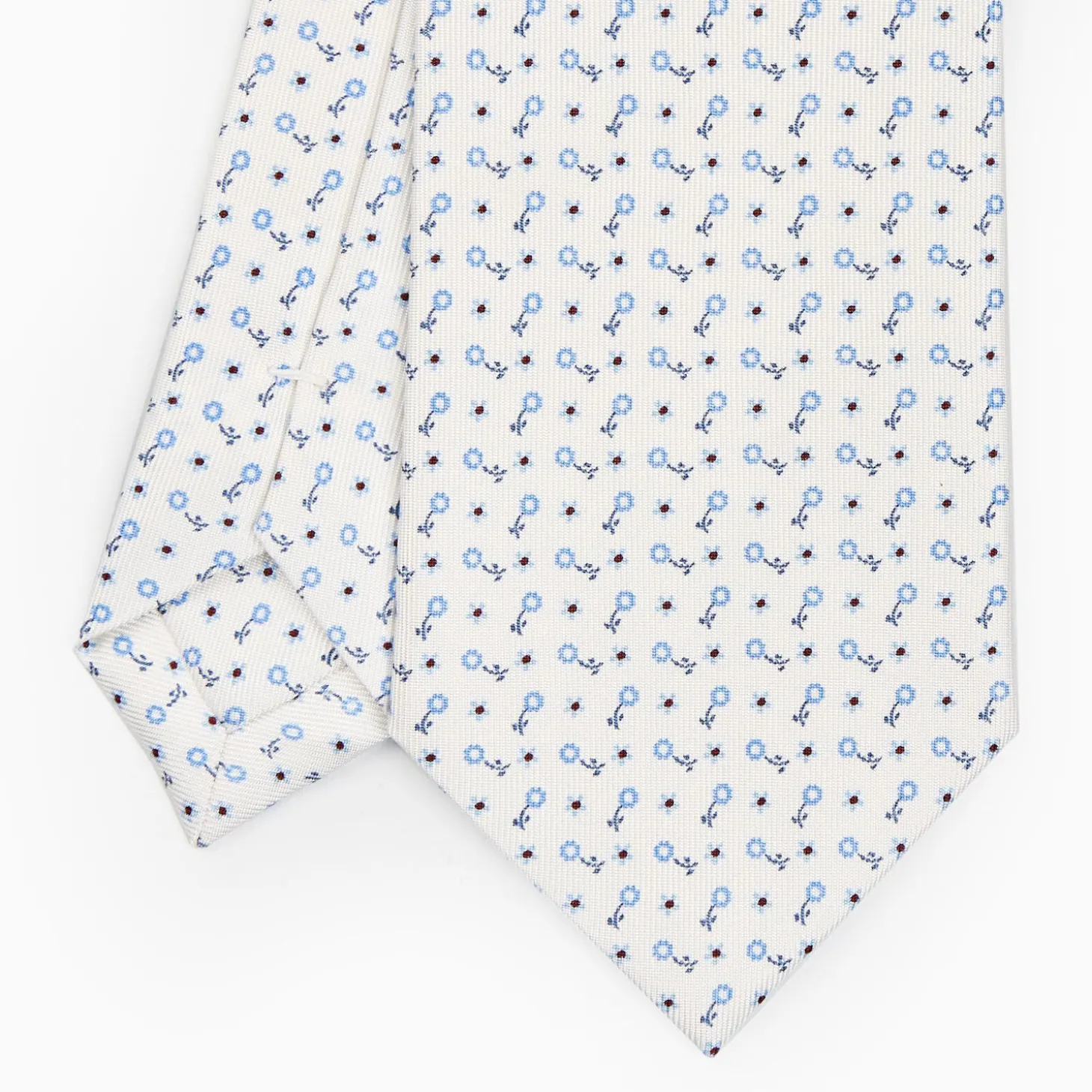 White Sartorial Classic Silk Tie - Small Flower Designs