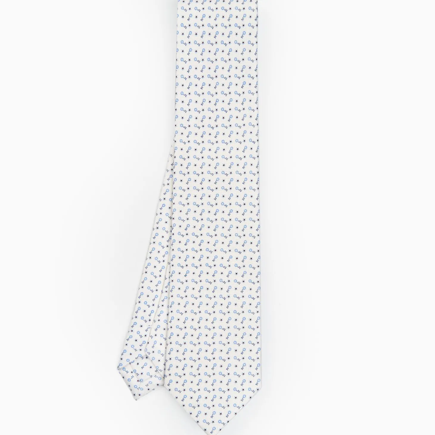 White Sartorial Classic Silk Tie - Small Flower Designs