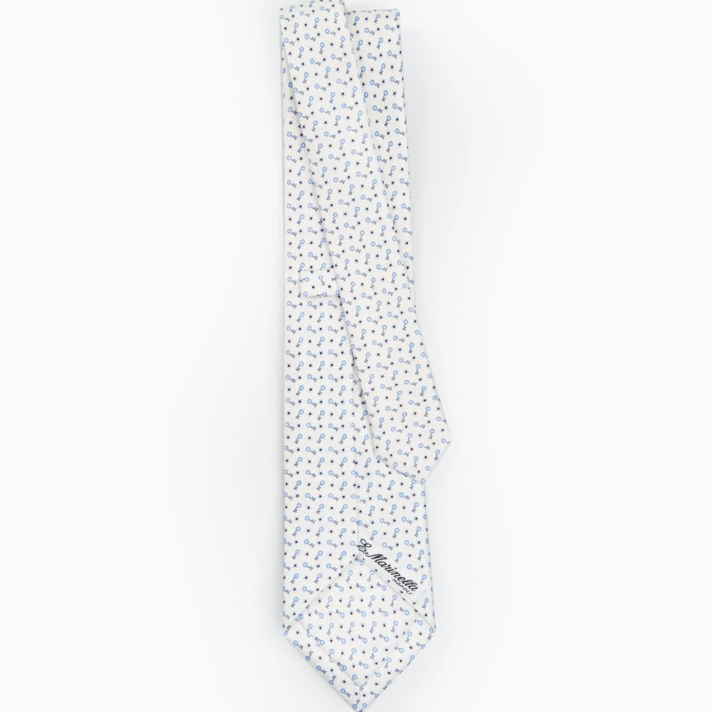 White Sartorial Classic Silk Tie - Small Flower Designs