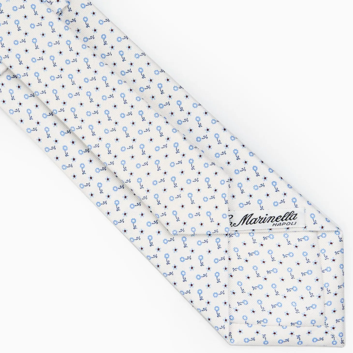 White Sartorial Classic Silk Tie - Small Flower Designs
