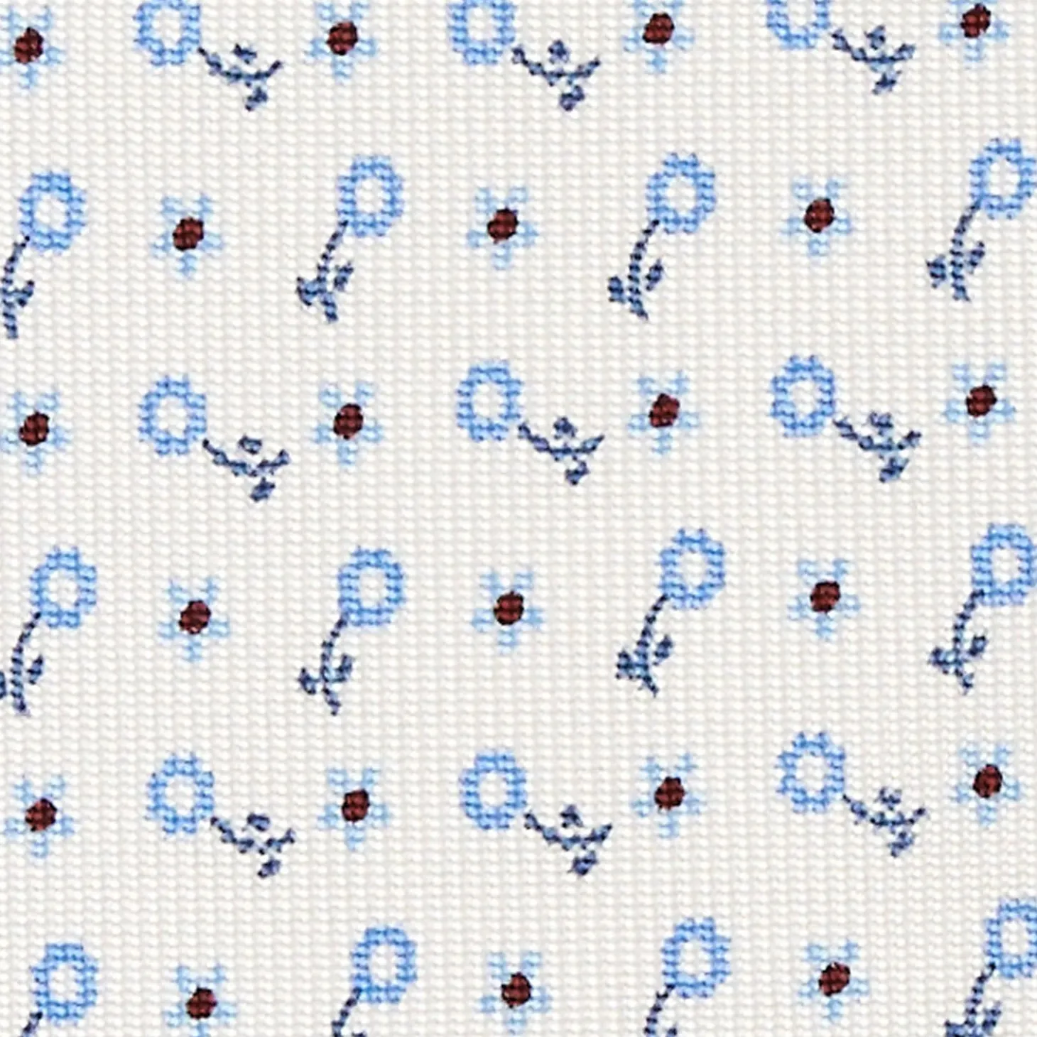 White Sartorial Classic Silk Tie - Small Flower Designs