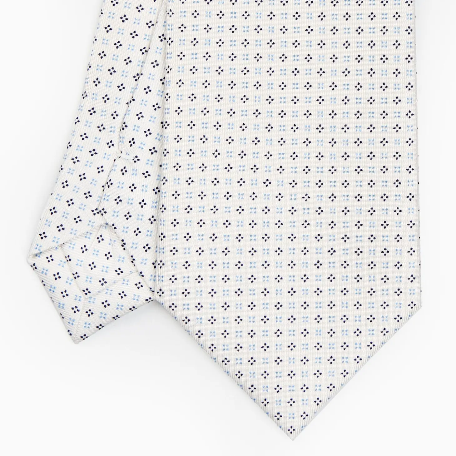 White Sartorial Classic Silk Tie - Small Flower Designs