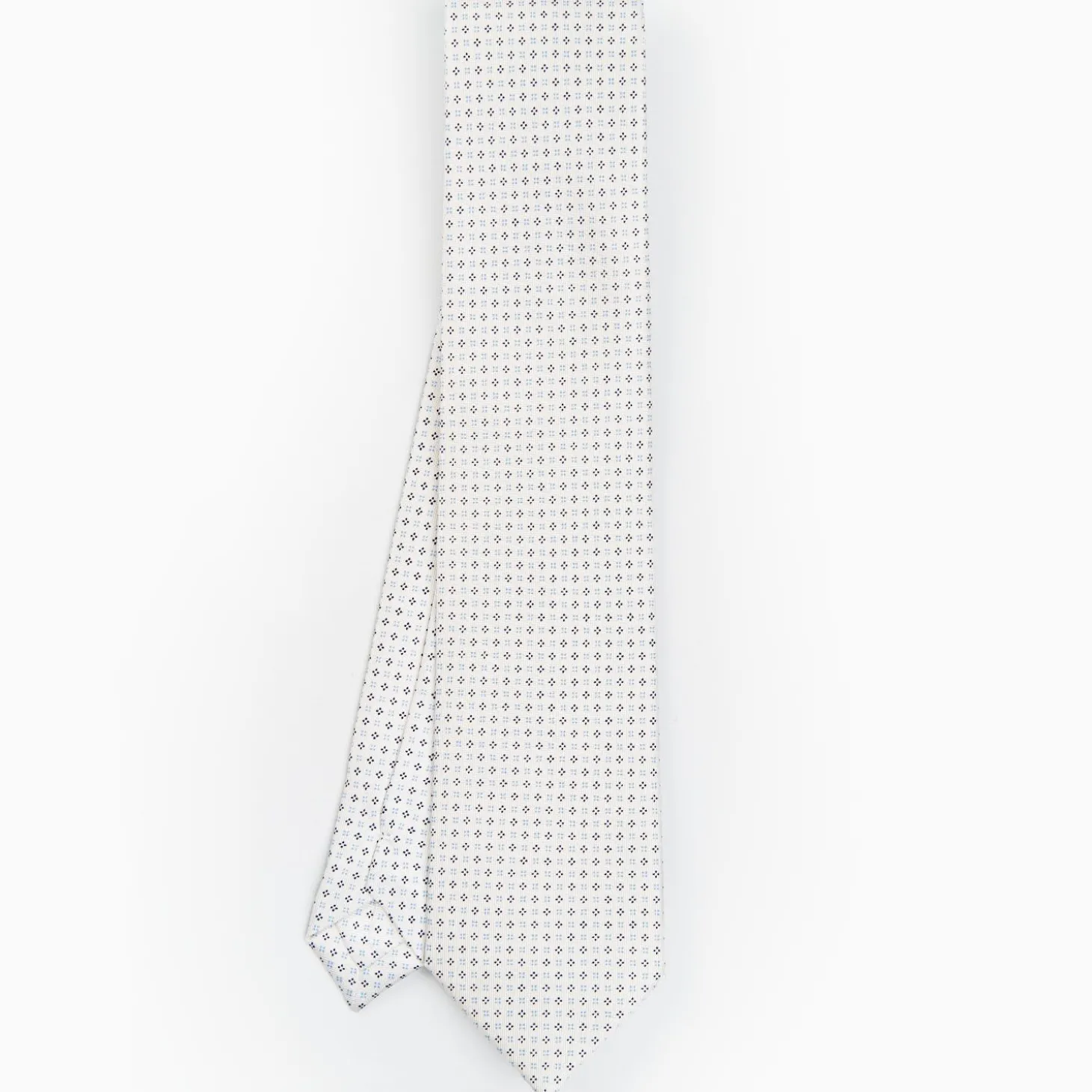 White Sartorial Classic Silk Tie - Small Flower Designs