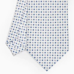 White Sartorial Classic Silk Tie - Small Flower Designs
