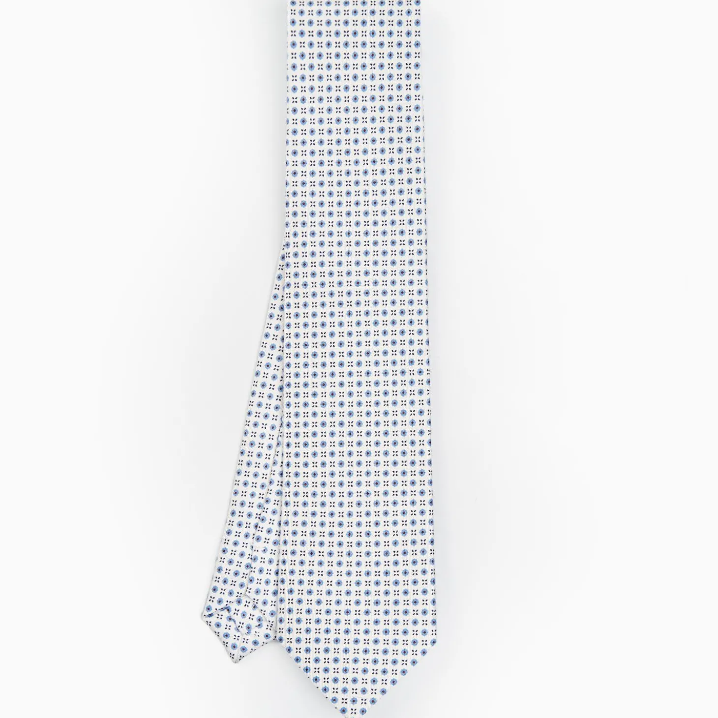 White Sartorial Classic Silk Tie - Small Flower Designs