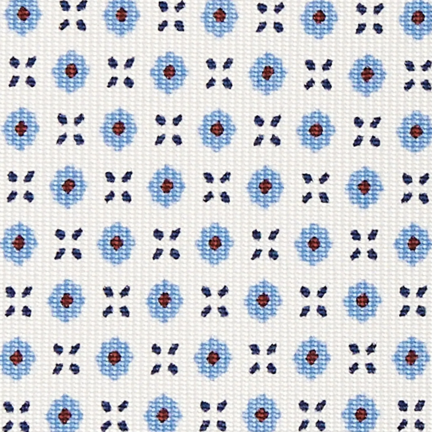 White Sartorial Classic Silk Tie - Small Flower Designs