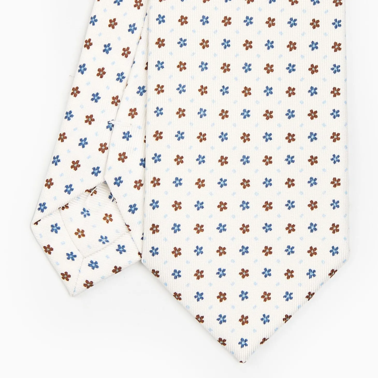 White Sartorial 7 Cm Silk Tie - Small Flower Pattern