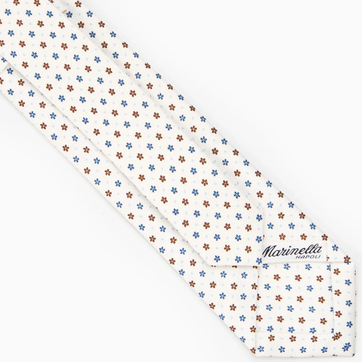 White Sartorial 7 Cm Silk Tie - Small Flower Pattern