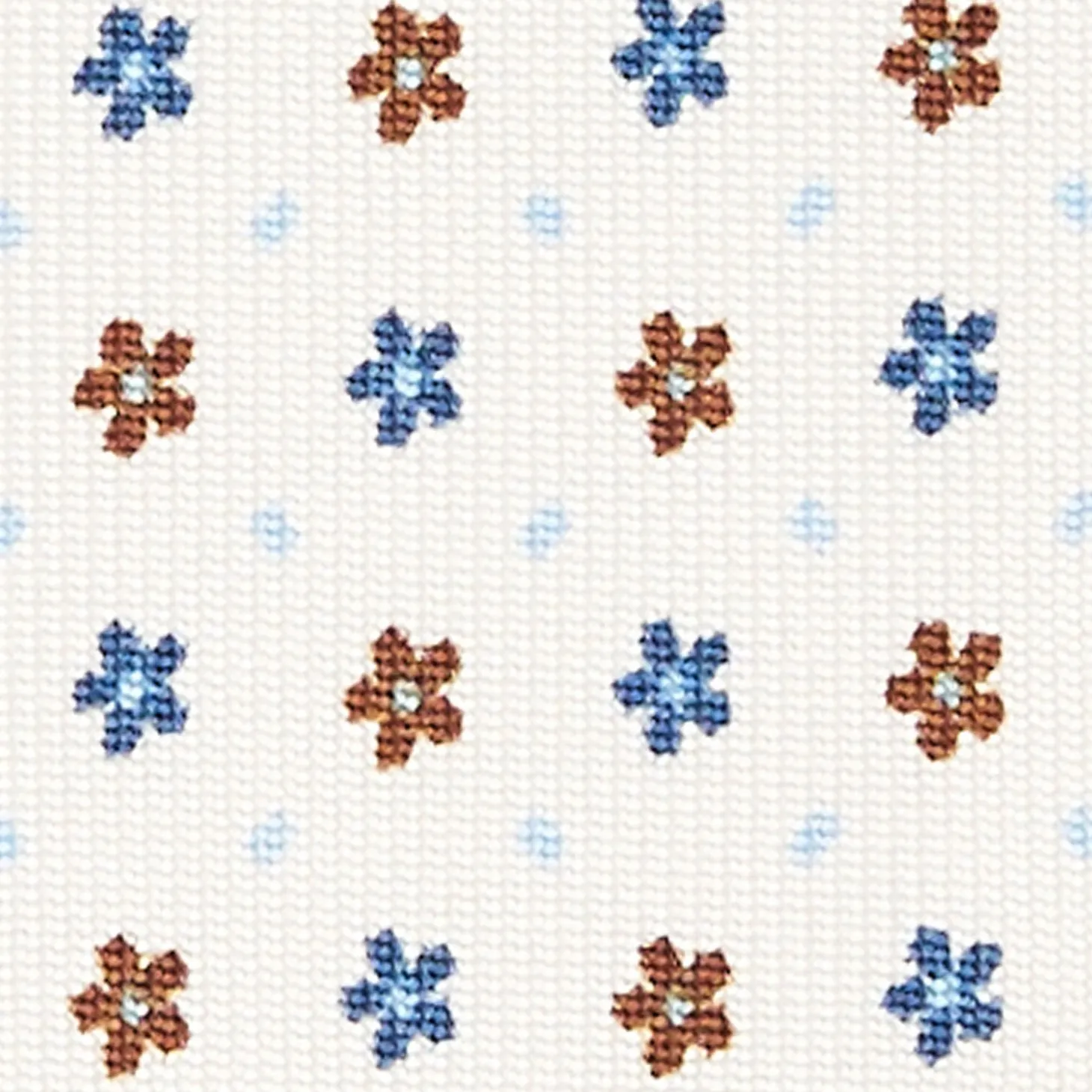 White Sartorial 7 Cm Silk Tie - Small Flower Pattern
