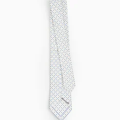 White Sartorial 7 Cm Silk Tie - Small Flower Pattern