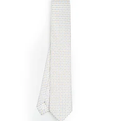 White Sartorial 7 Cm Silk Tie - Small Flower Pattern
