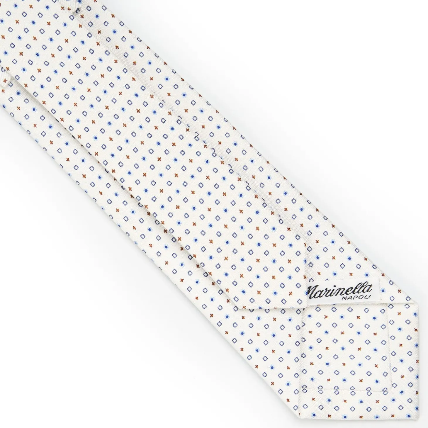 White Sartorial 7 Cm Silk Tie - Small Flower Pattern