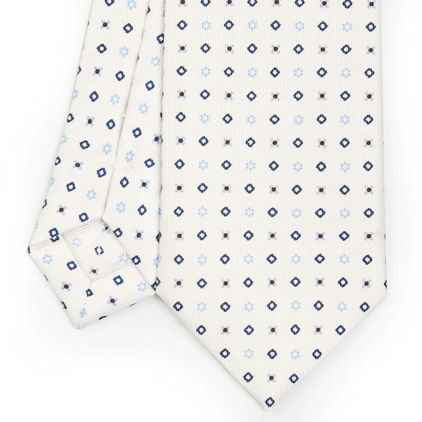 White Sartorial 7 Cm Silk Tie - Small Flower Pattern