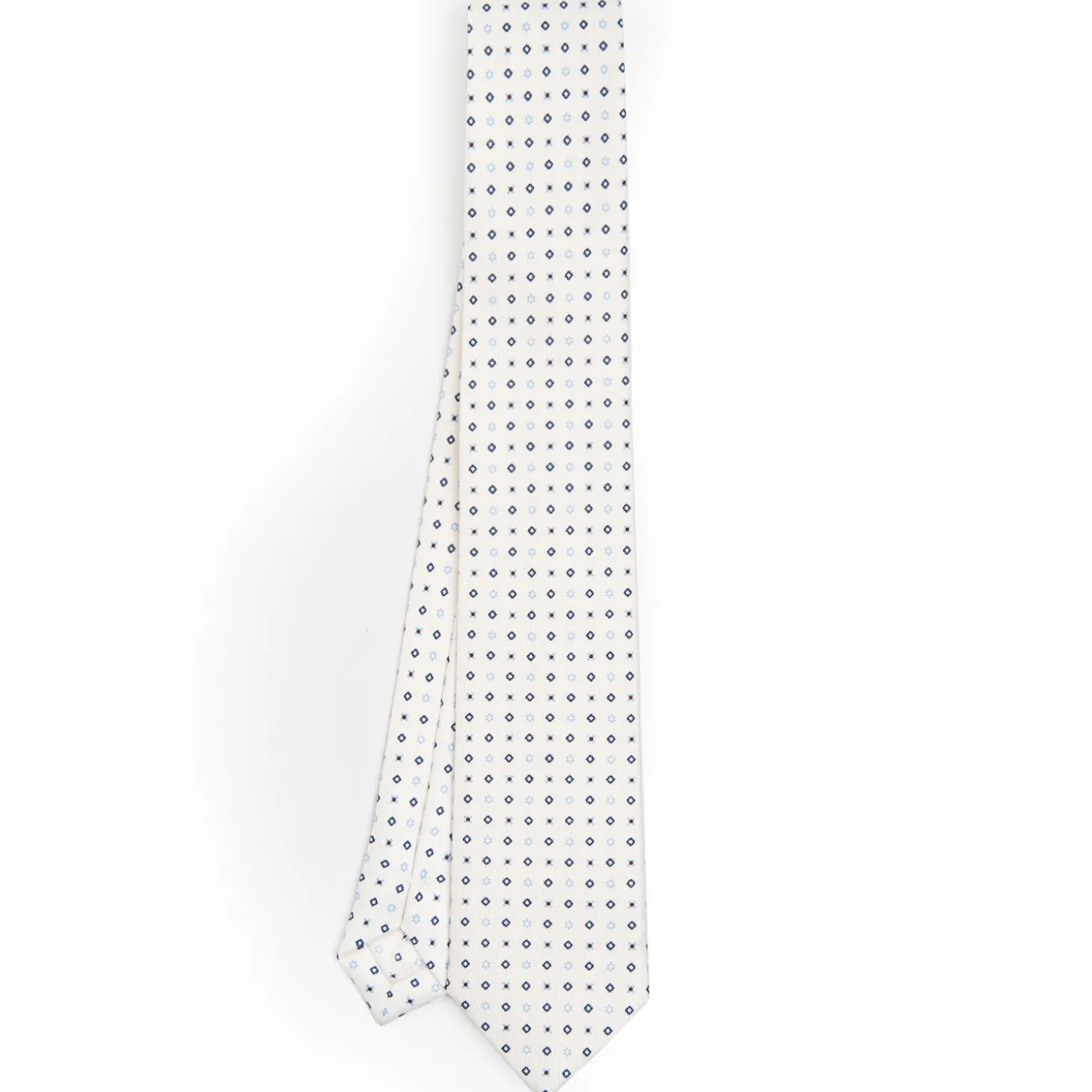 White Sartorial 7 Cm Silk Tie - Small Flower Pattern