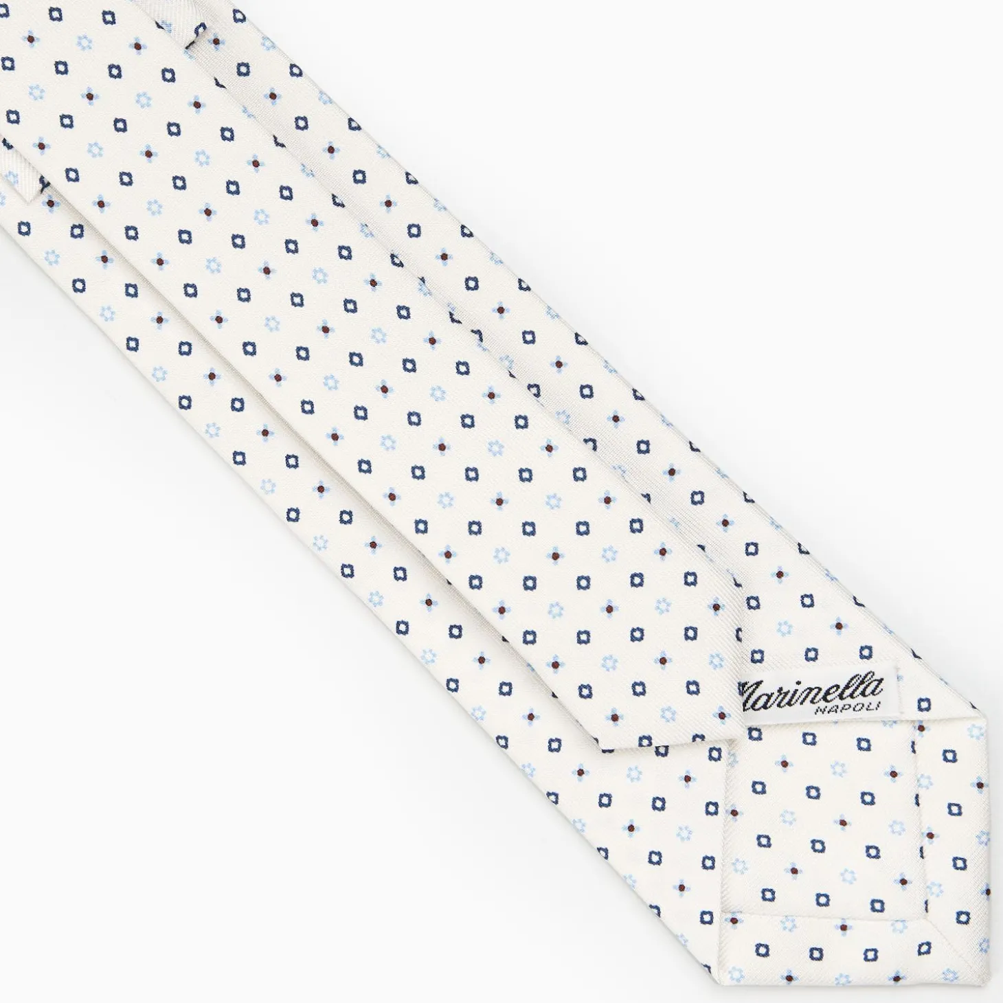 White Sartorial 7 Cm Silk Tie - Small Flower Pattern