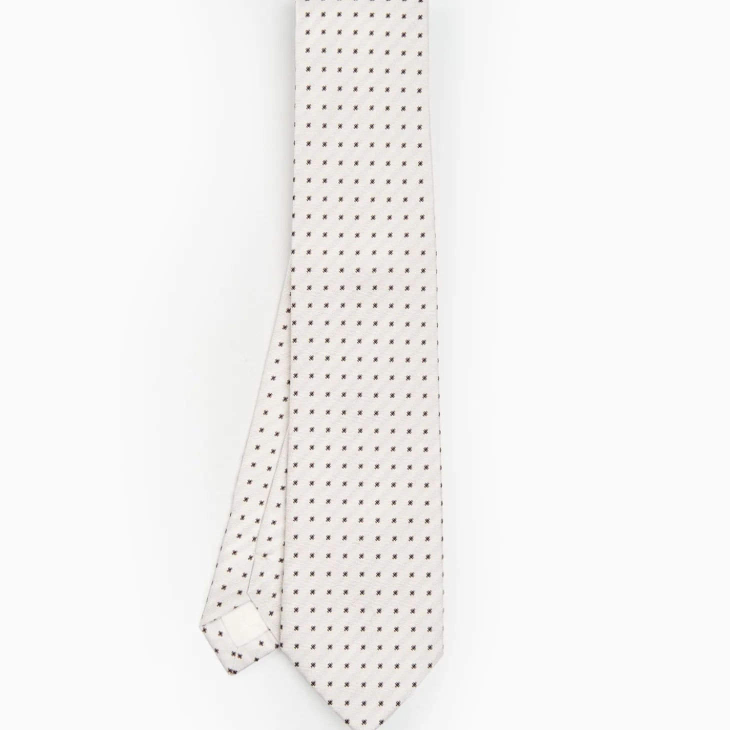 White Sartorial Jacquard Silk Tie - Small Flower Designs