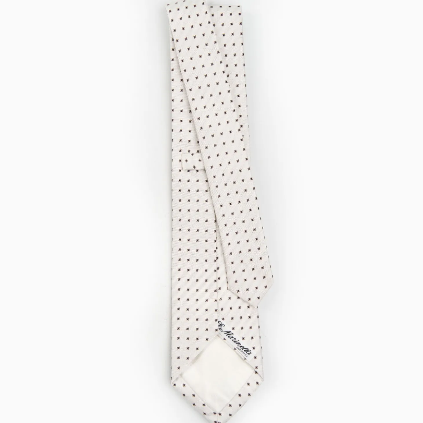 White Sartorial Jacquard Silk Tie - Small Flower Designs