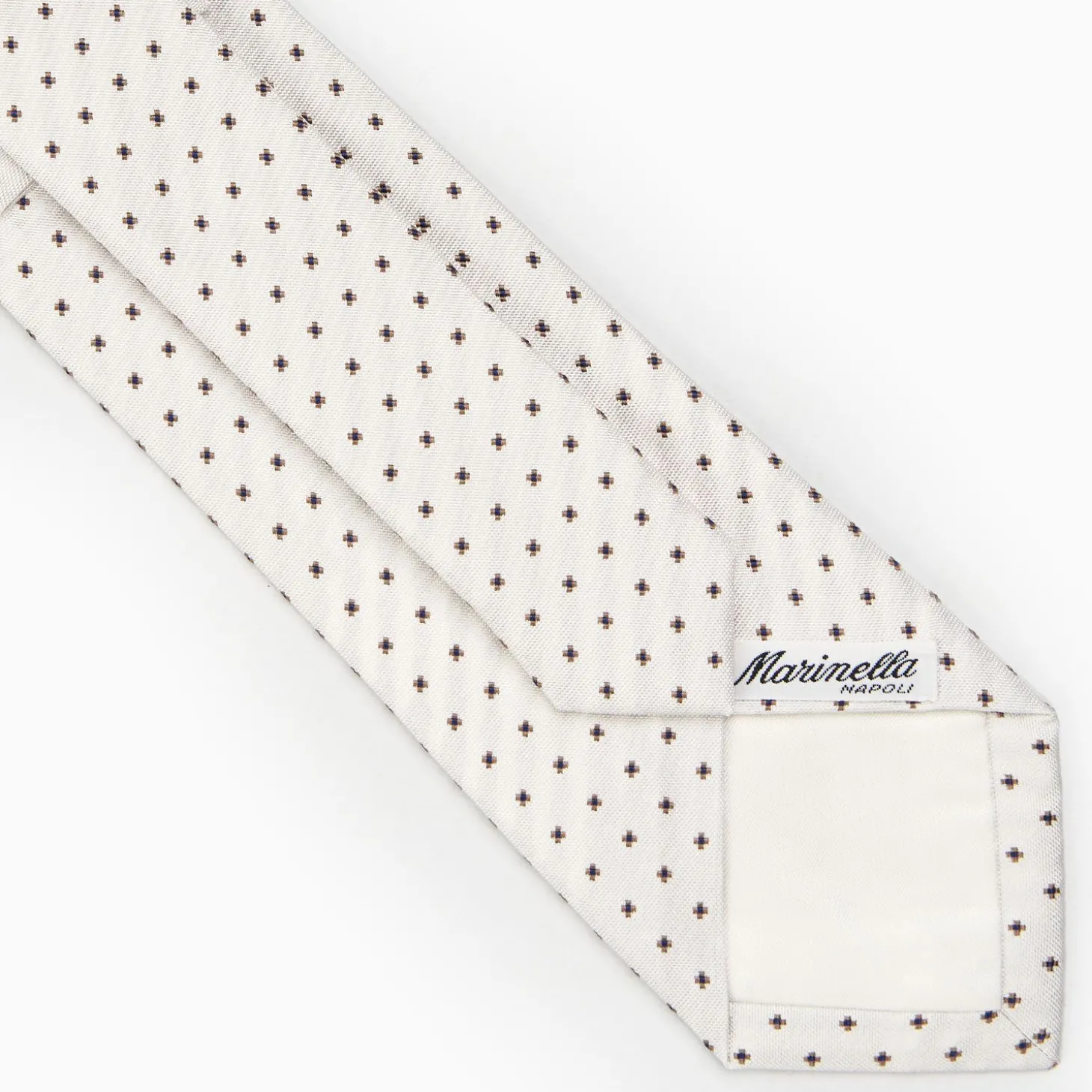 White Sartorial Jacquard Silk Tie - Small Flower Designs