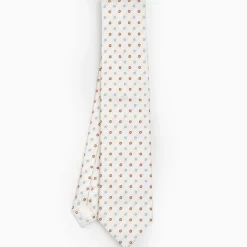 White Sartorial Jacquard Silk Tie - Small Flower Designs