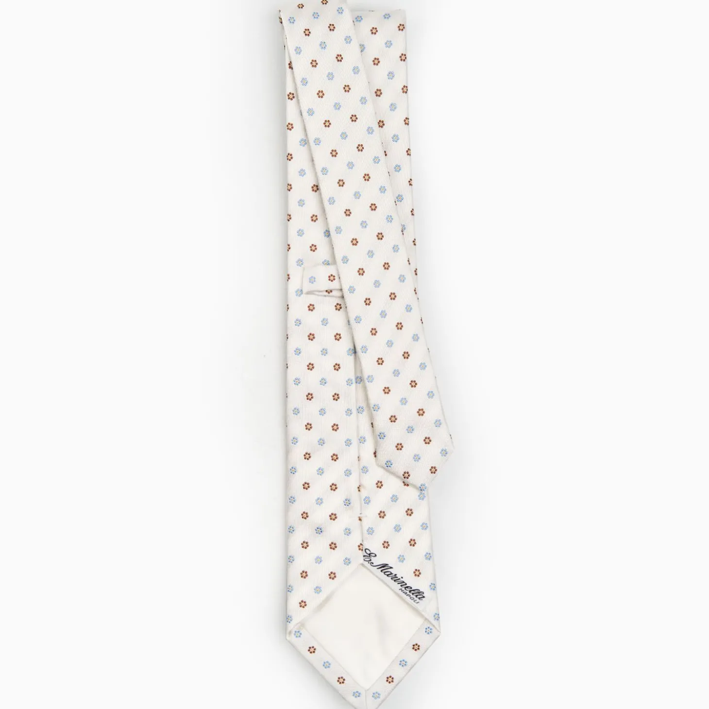 White Sartorial Jacquard Silk Tie - Small Flower Designs