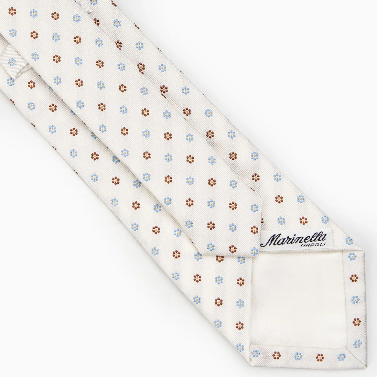 White Sartorial Jacquard Silk Tie - Small Flower Designs