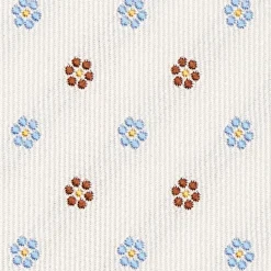 White Sartorial Jacquard Silk Tie - Small Flower Designs