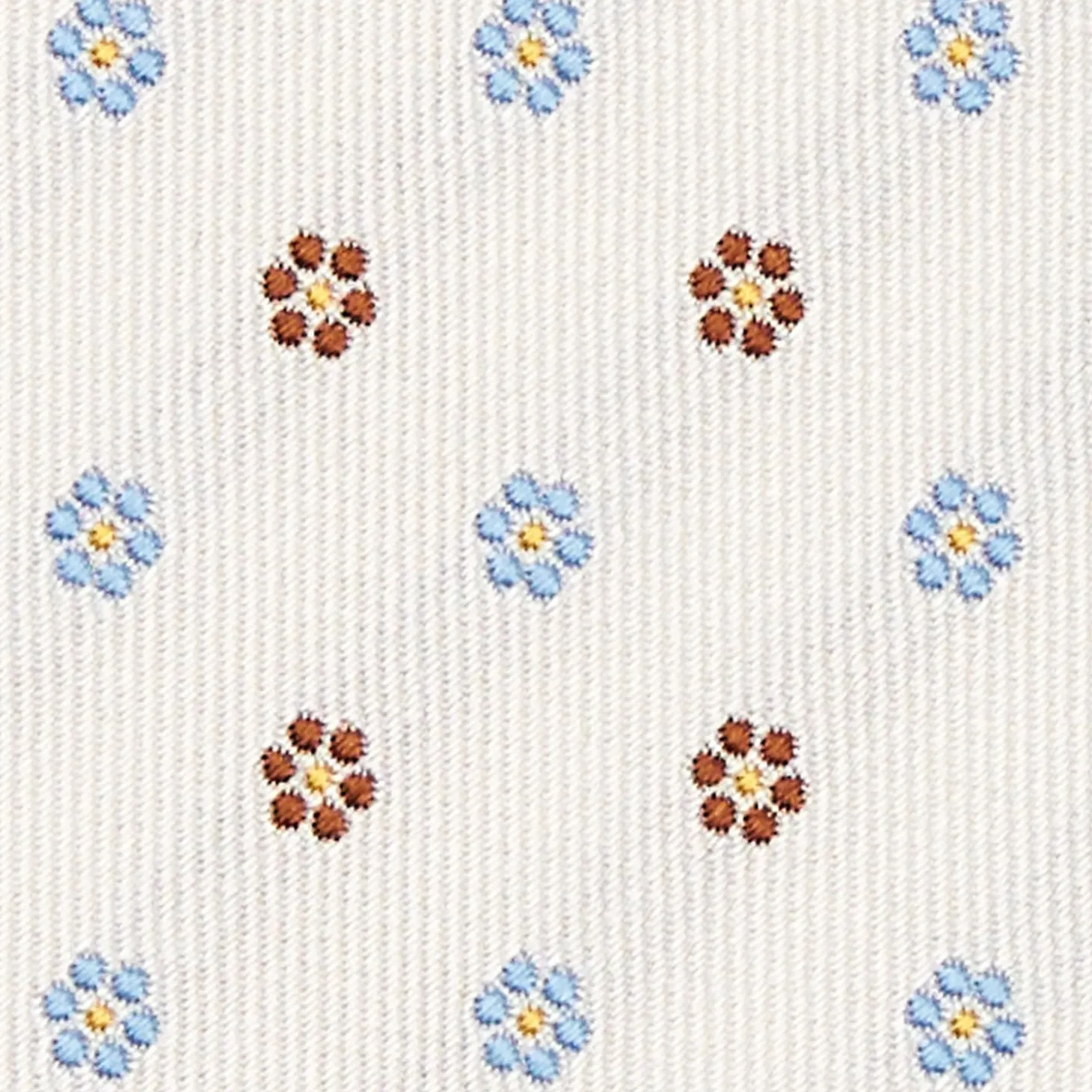 White Sartorial Jacquard Silk Tie - Small Flower Designs