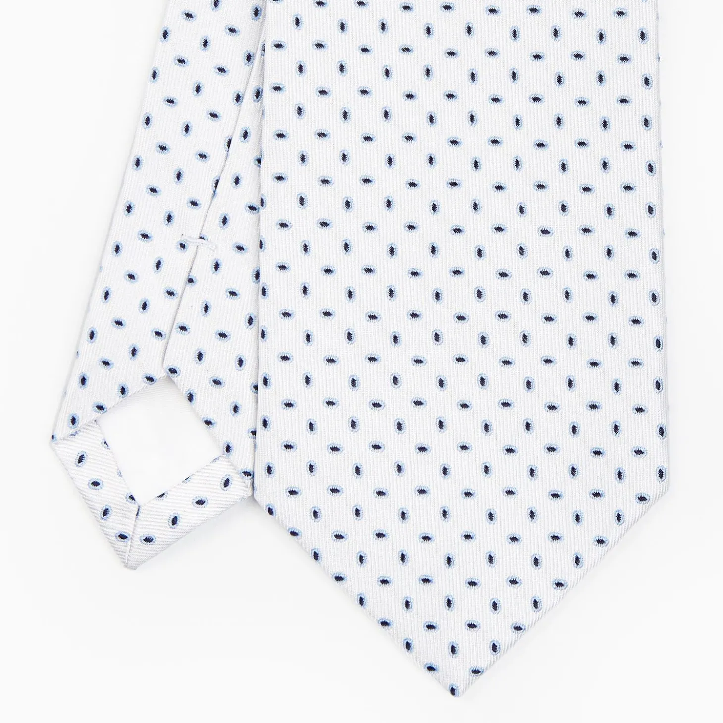White Sartorial Jacquard Silk Tie - Small Geometric Pattern