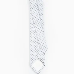 White Sartorial Jacquard Silk Tie - Small Geometric Pattern