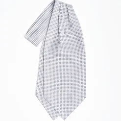 White Silk Ascot Tie - Small Flower Designs