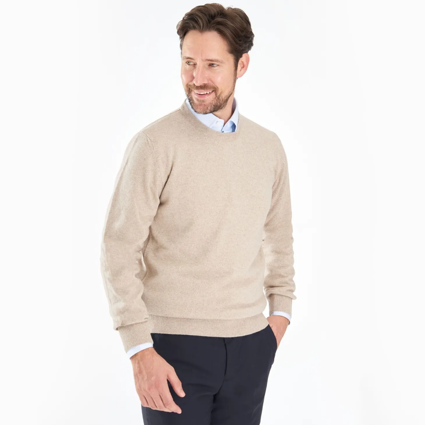 Wool And Cashmere Crewneck Sweater - Beige