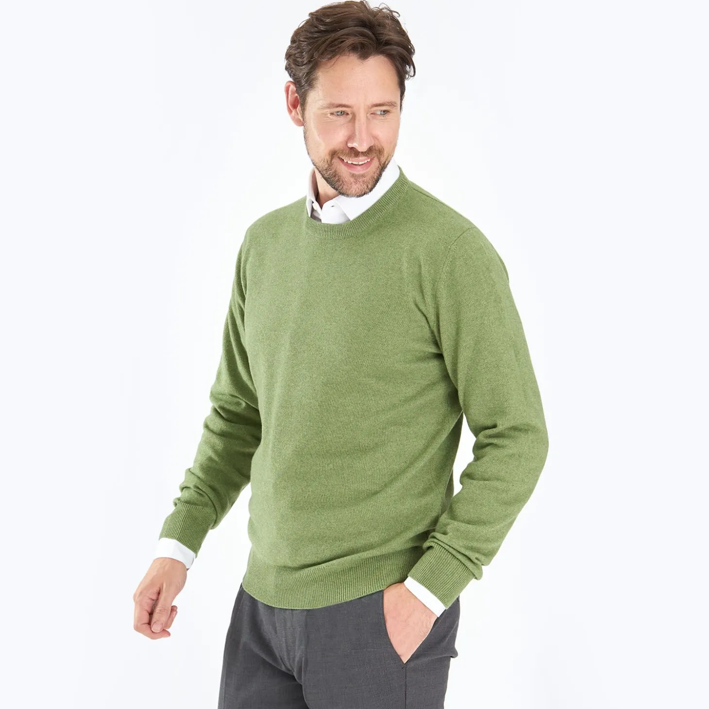 Wool And Cashmere Crewneck Sweater - Light Green