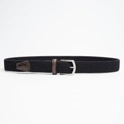 Woven Stretch Belt With Alligator Trims