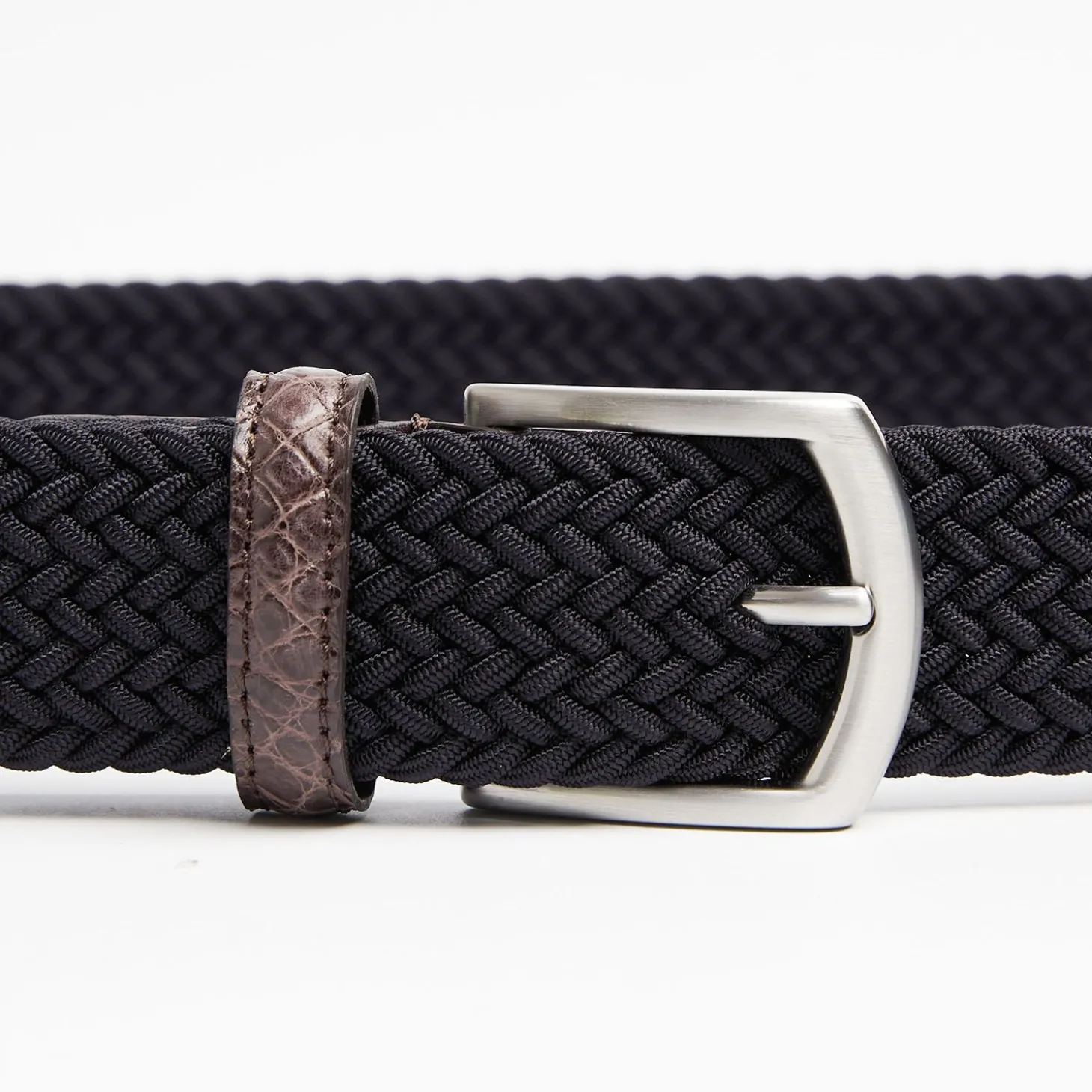 Woven Stretch Belt With Alligator Trims