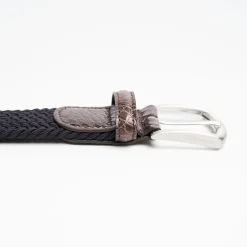 Woven Stretch Belt With Alligator Trims