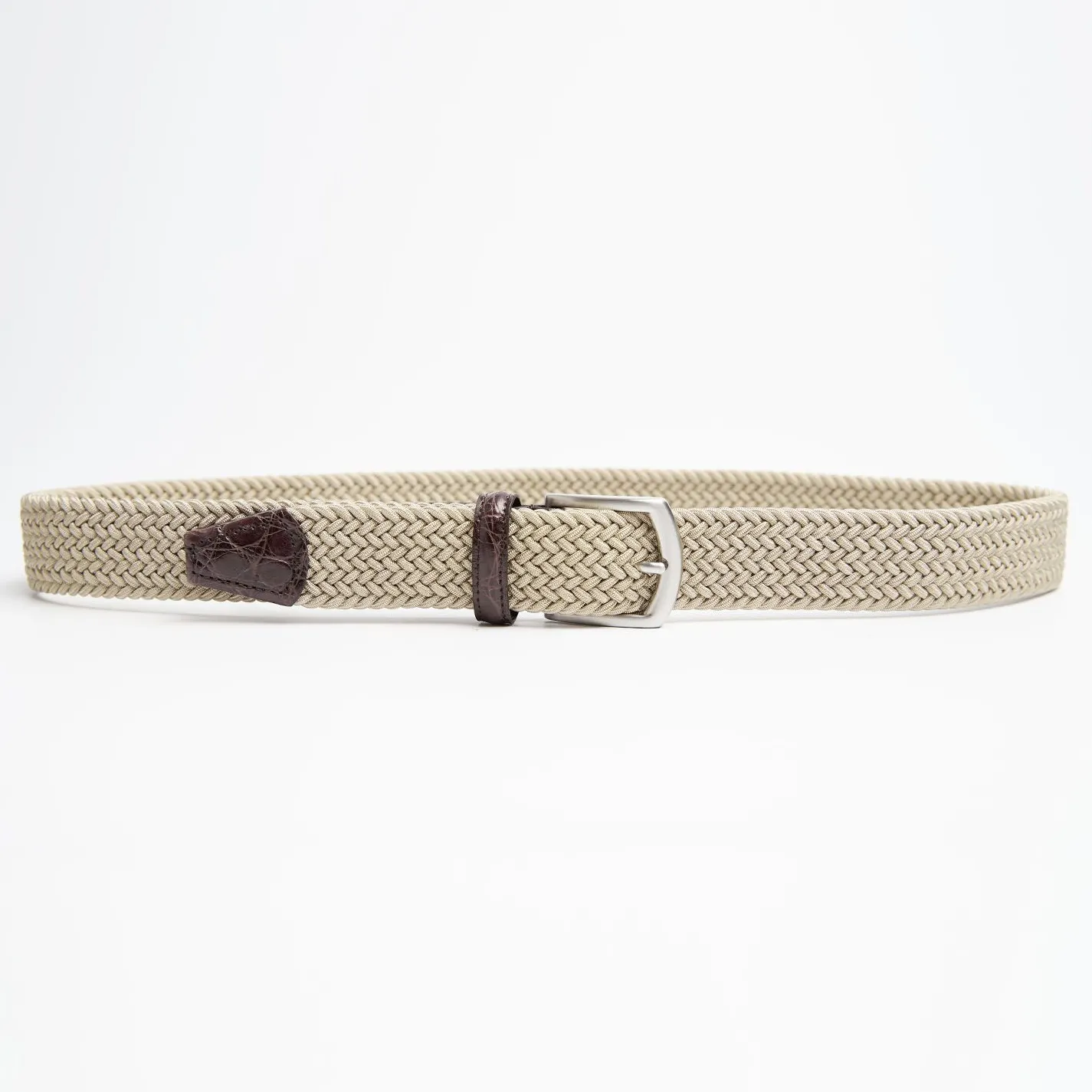 Woven Stretch Belt With Alligator Trims
