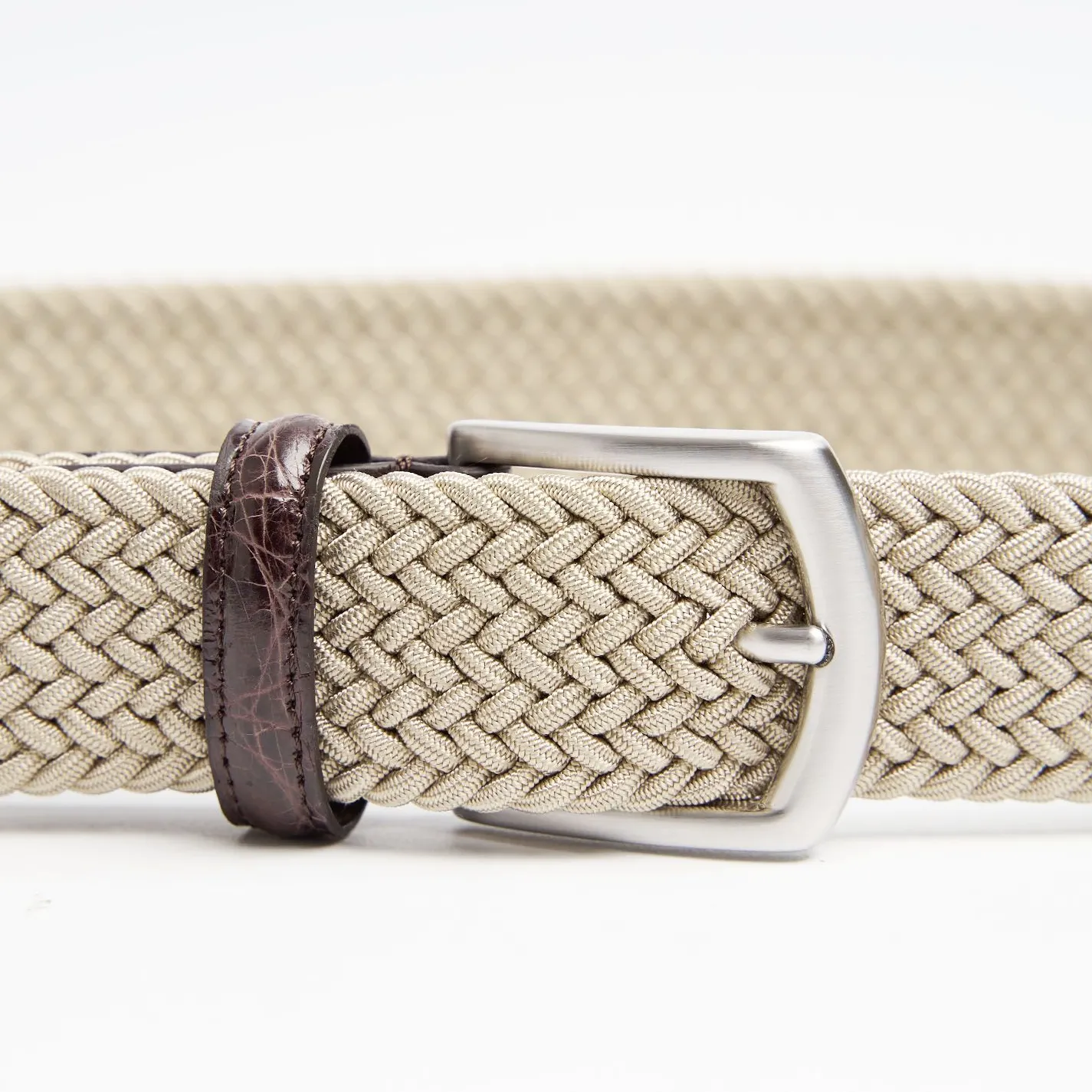 Woven Stretch Belt With Alligator Trims