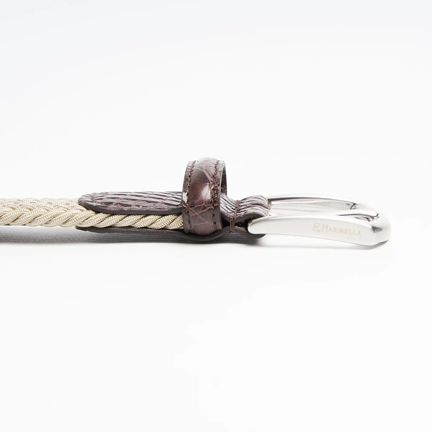 Woven Stretch Belt With Alligator Trims